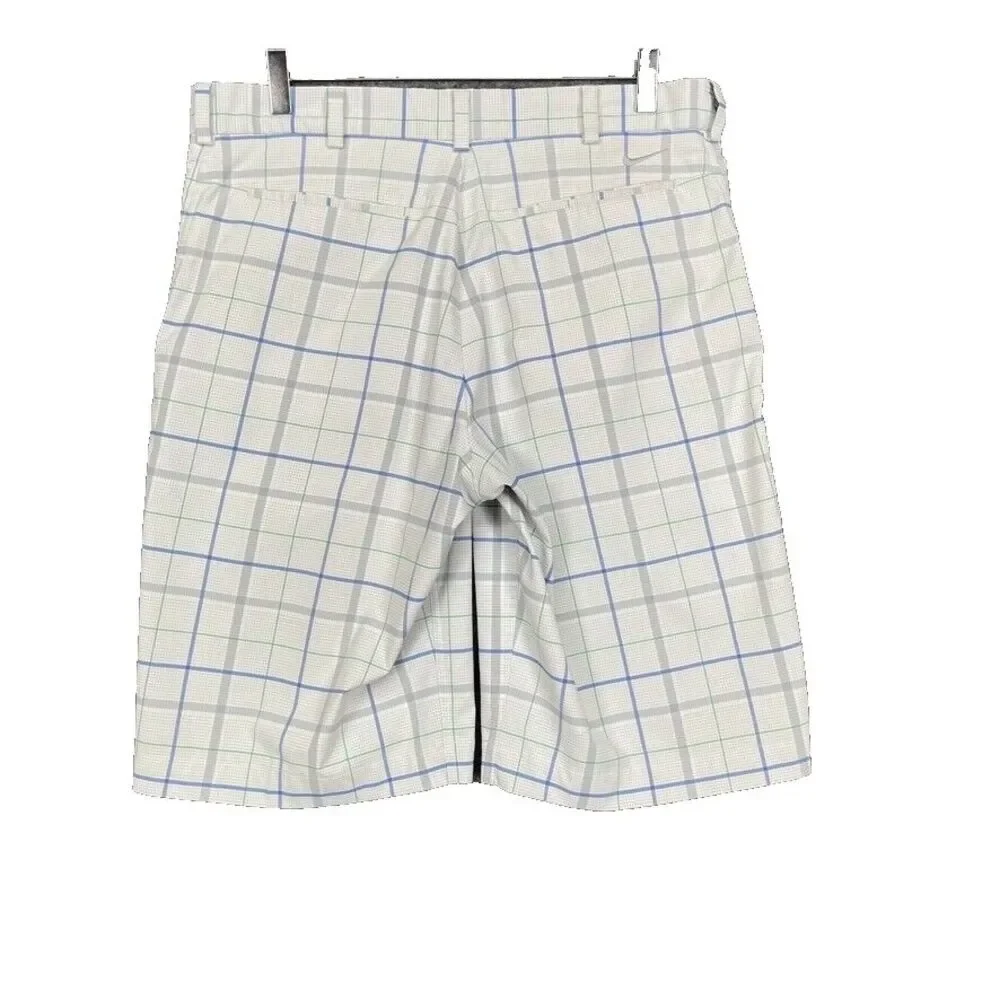 Nike Golf Shorts Mens‎ 32 Blue Green Grey Plaid Tech Performance Dri Fit Stretch
